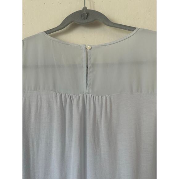 LOFT Light Blue Sleeveless Blouse Size Small | Sheer Pleated Scoop Neck Tank Top - Picture 3 of 4